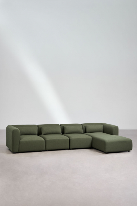 Sofá modular chaise longue derecho de 4 piezas Fogler - Borreguito Verde Salvia