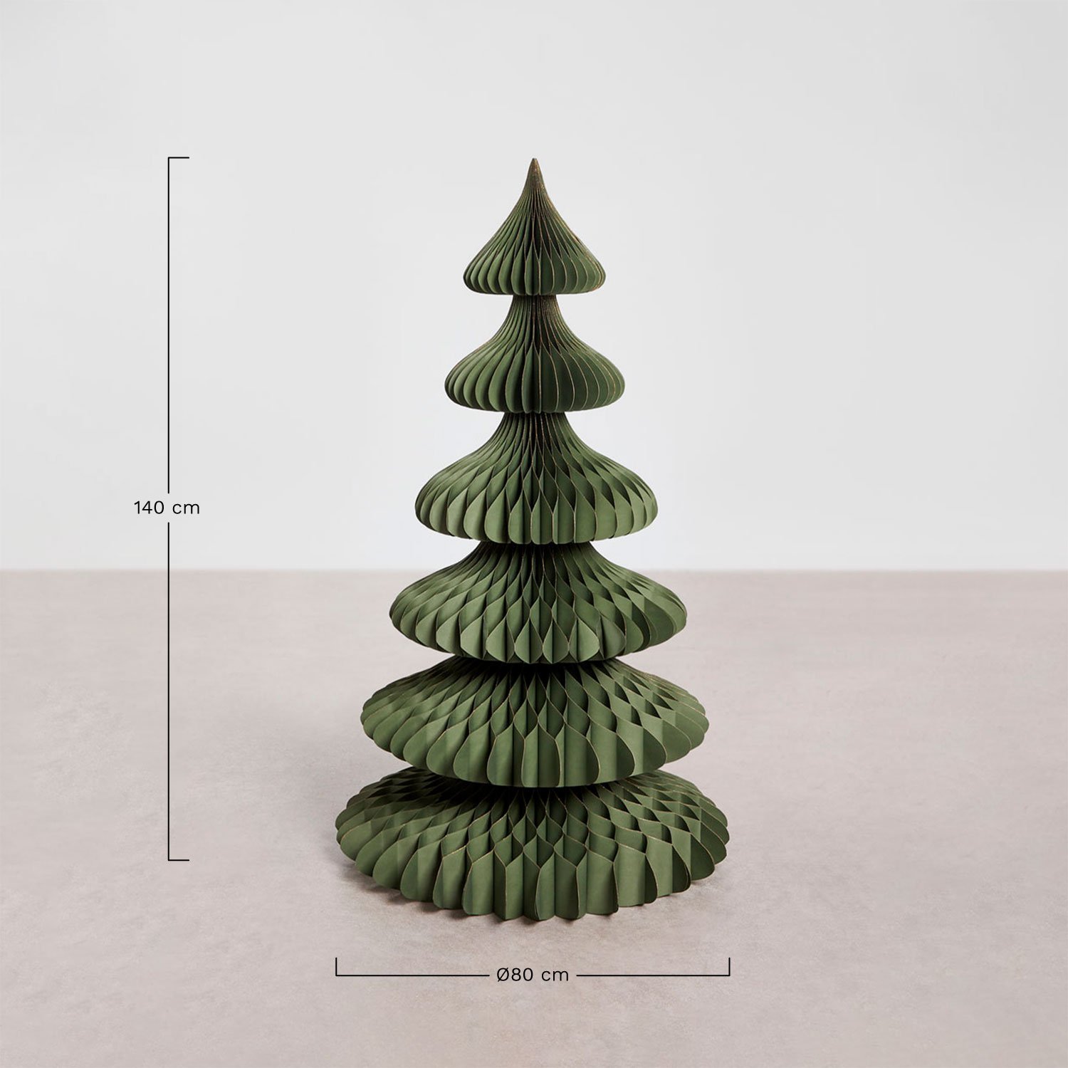 Árbol de Navidad en papel Aurina, medidas