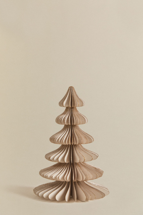 Pack de 3 árboles de Navidad 15 cm en papel beige lino con brillo Navira