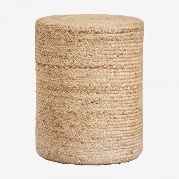Puff De Jardín Redondo En Yute Natural Veloran Yute - Sklum