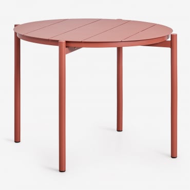 Mesa De Jardín Redonda Ø110 Cm En Aluminio Elton Terracota - Sklum