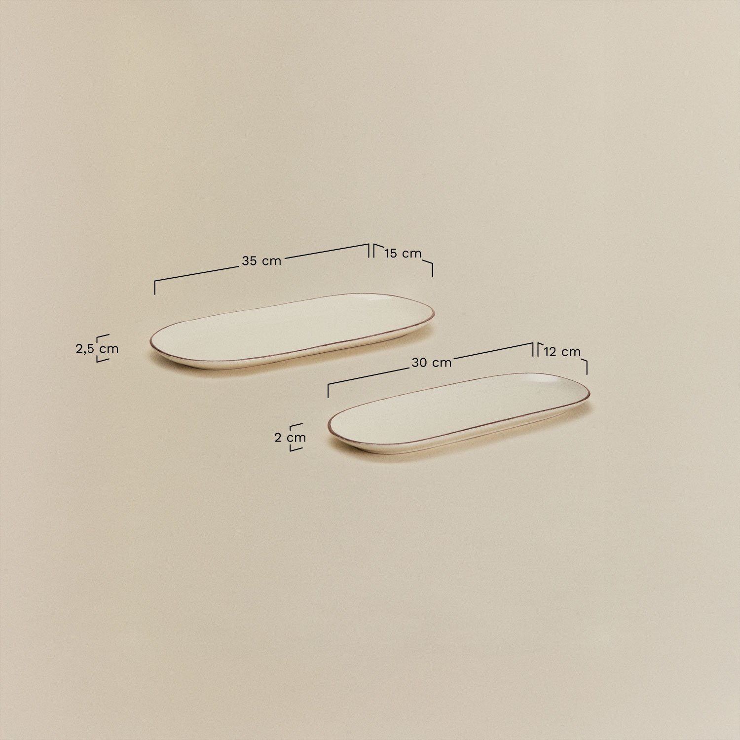 Set de 2 bandejas en gres Ronilena , medidas