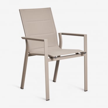 Pack De 2 Sillas De Jardín Apilables Con Reposabrazos En Aluminio Karena Marrón Moka - Sklum