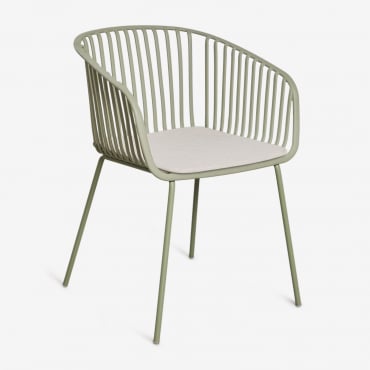 Pack De 2 Sillas De Comedor Con Reposabrazos En Acero Y Polipropileno Aradina Verde Laurel - Sklum