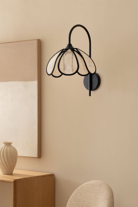 Lámpara de pared Ø35 cm en lino Vidson - Lino y Algodón Natural - Negro