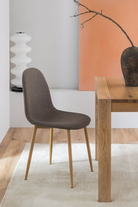Silla de comedor tapizada Glamm - Madera Natural