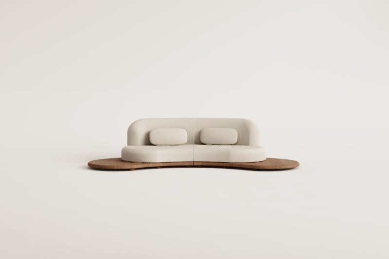 Sofá modular de jardín de 2 piezas en madera de acacia Gerard