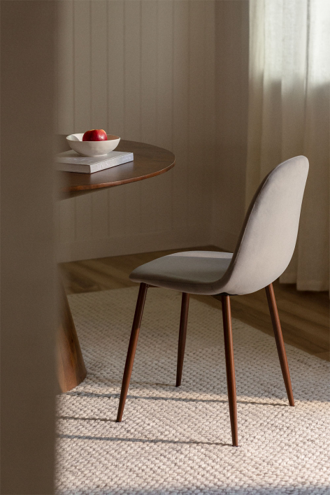 Silla de comedor tapizada Glamm - Madera Oscura