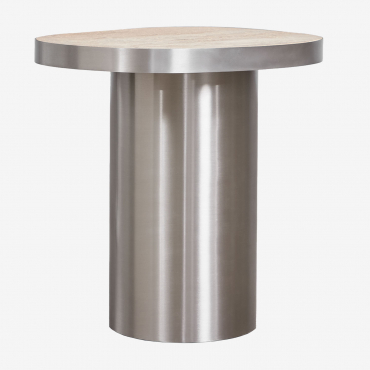 Mesa Auxiliar En Piedra Natural Y Acero Inoxidable Fertrix Travertino - Sklum
