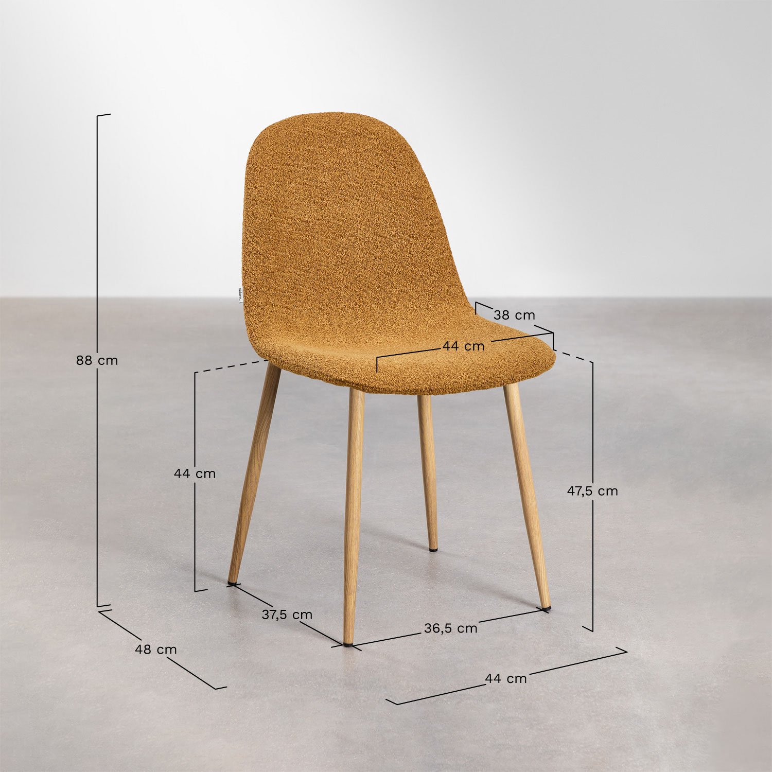 Pack de 4 sillas de comedor Glamm, medidas