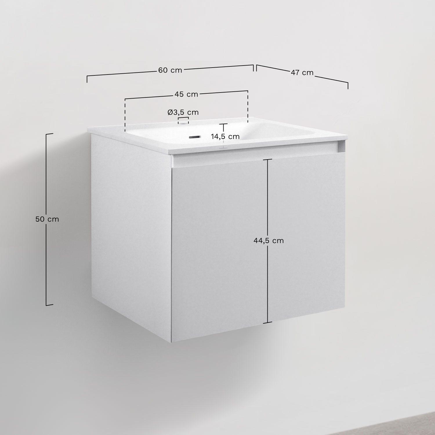 Conjunto de mueble de baño en madera con lavabo integrado Macrae    , medidas