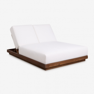 Tumbona Doble Reclinable En Madera De Acacia Lecia Marrón Acacia Oscuro - Sklum