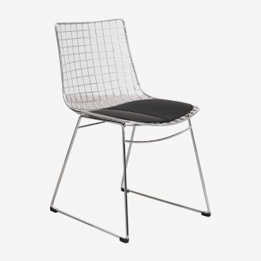 Silla De Comedor En Acero Renee Cromado & Polipiel Negro - Sklum