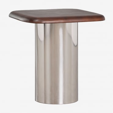 Mesa Auxiliar Cuadrada 40x40 Cm Merieines Madera Mango Oscura & ↑50 Cm - Sklum