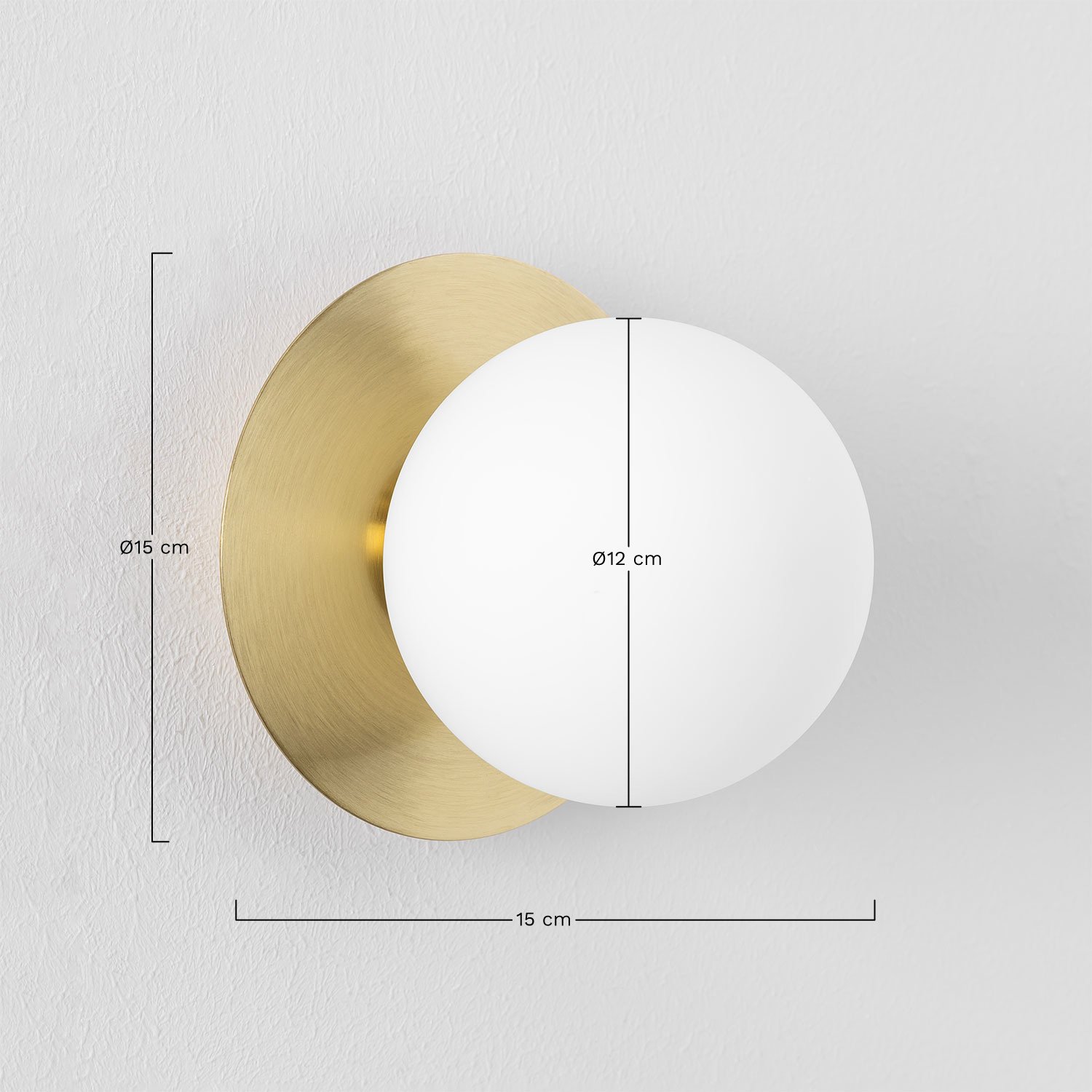 Aplique de pared para baño en hierro y cristal Anine, medidas