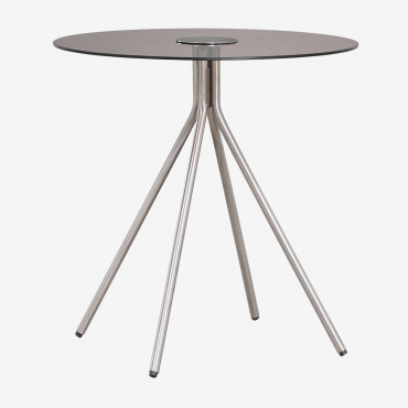 Mesita De Noche En Acero Inoxidable Y Vidrio Templado Itsoro Ø50 Cm - Sklum