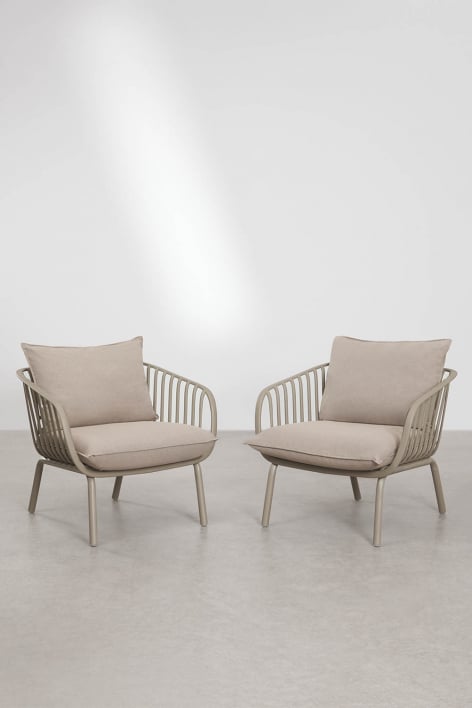Pack de 2 sillones de jardín en acero y polipropileno Aradina