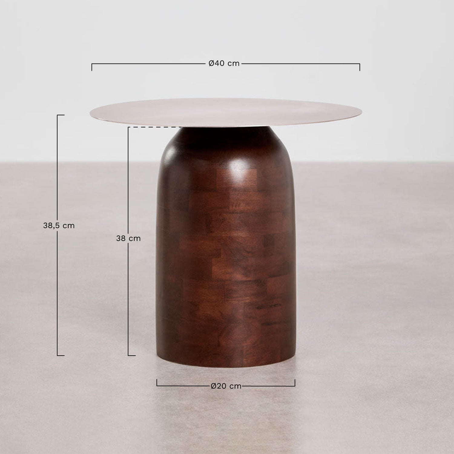 Mesa auxiliar redonda Ø40 cm Alliser, medidas