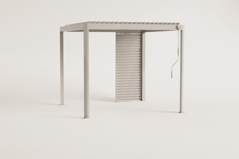 Pérgola bioclimática de lamas con panel en aluminio Druvia