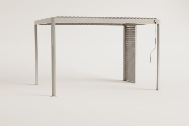 Pérgola bioclimática de lamas con panel en aluminio Druvia