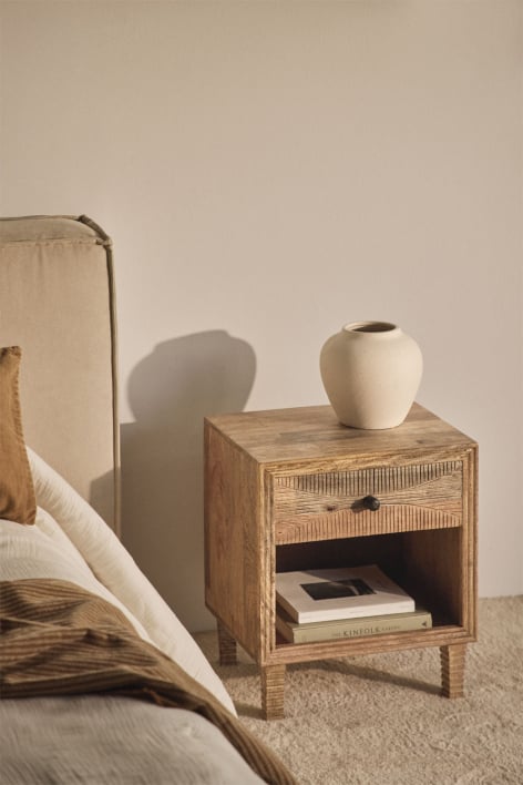 Mesita de noche rectangular 45x40 cm en madera de mango Marani