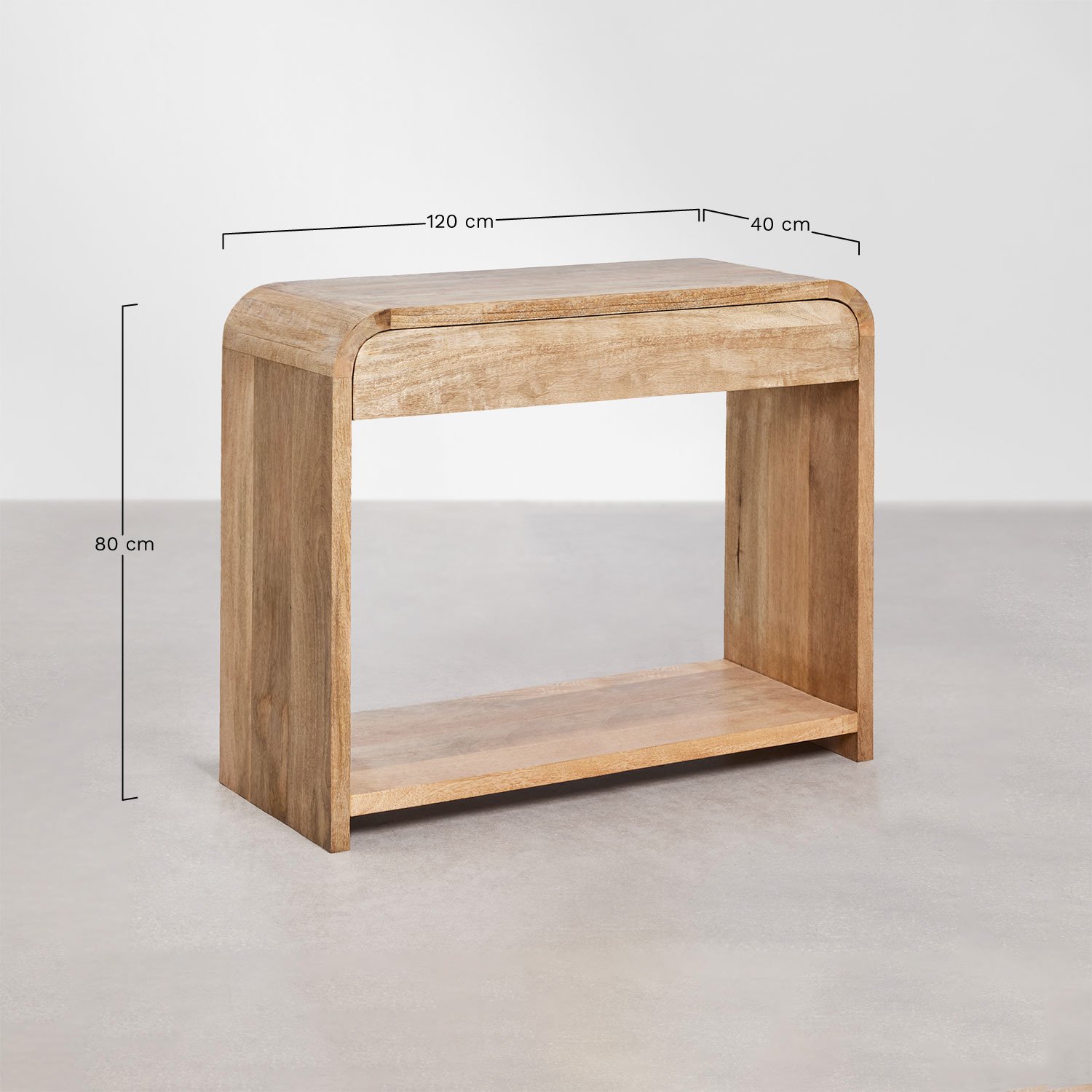 Consola recibidor en madera de mango y MDF Shelby, medidas