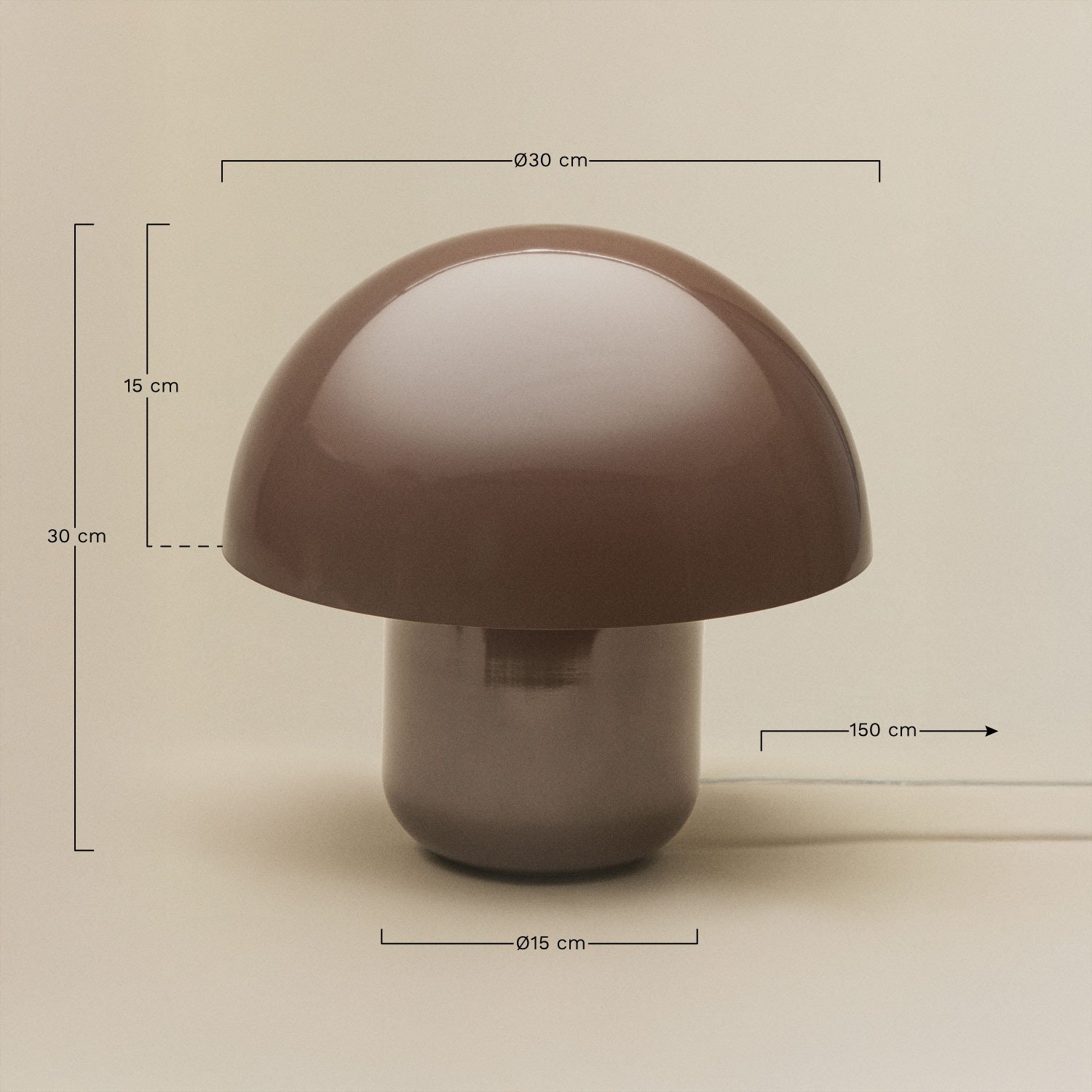 Lámpara de mesa ↑30 cm en hierro Zyora, medidas