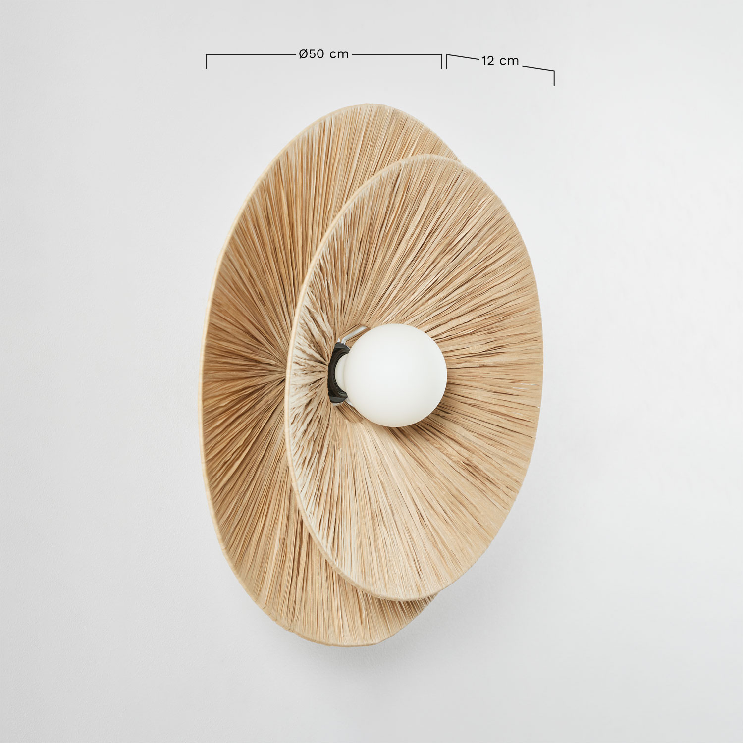 Aplique de pared Ø50 cm en rafia Aislin, medidas