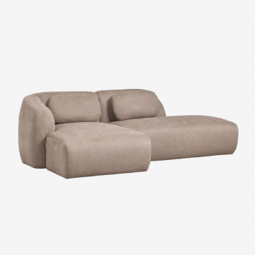 Sofá Modular Chaise Longue Izquierdo De 2 Piezas Con Diván Derecho En Chenilla Coquette Chenilla Marrón Trigo - Sklum
