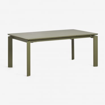 Mesa De Comedor Rectangular 180-240-300x100 Cm Extensible En Aluminio Milenca Verde Oliva Intenso - Sklum