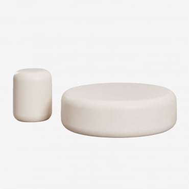 Set De 2 Mesas De Centro Para Jardín Redondas En Cemento Fonelas Beige Tapioca - Sklum