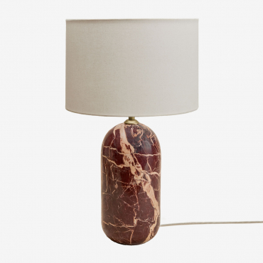 Lámpara De Mesa En Piedra Natural Yalvira Mármol Rojo Cherry Gold & Blanco Ø30 Cm - ↑20 Cm Glendas - Sklum