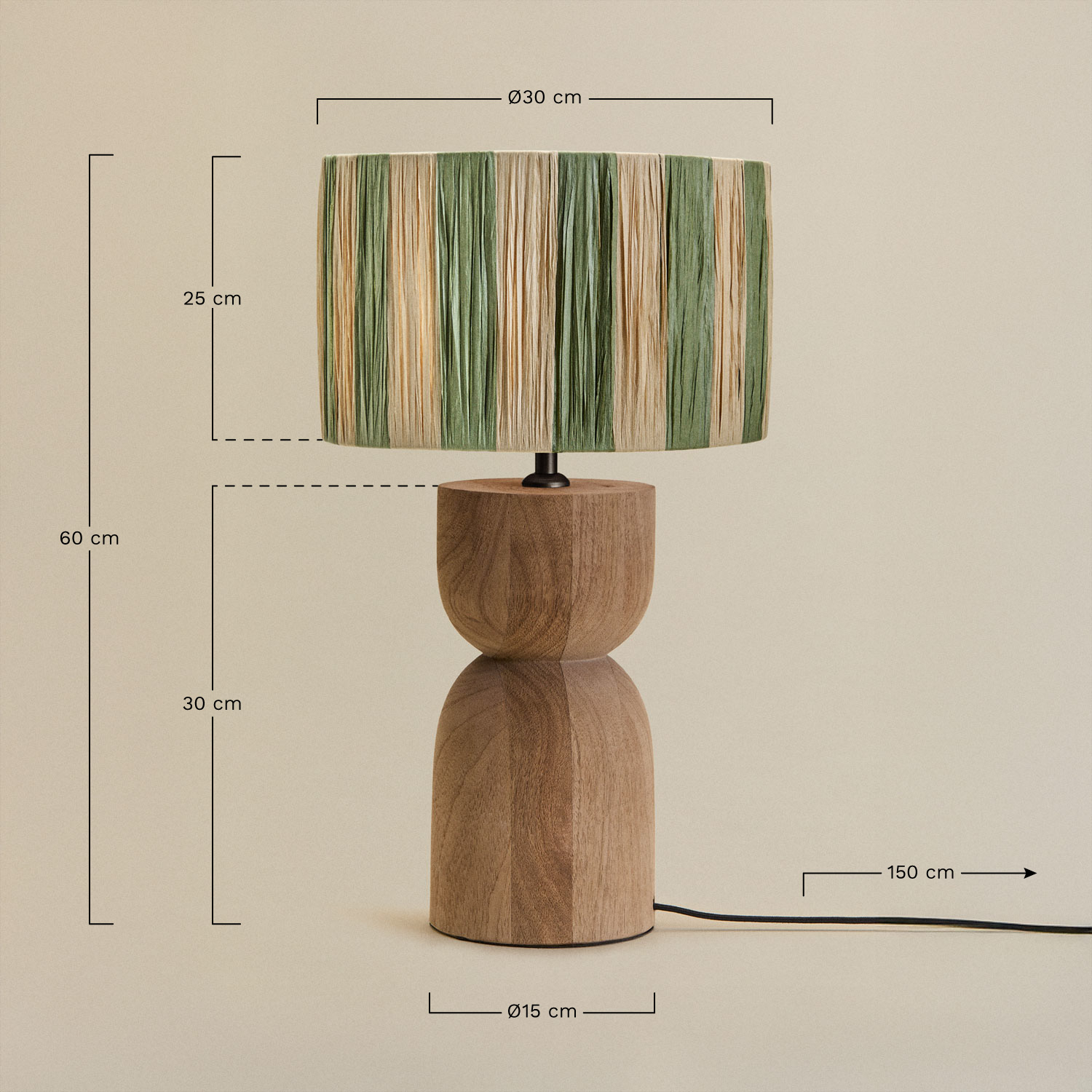 Lámpara de mesa Diniz, medidas