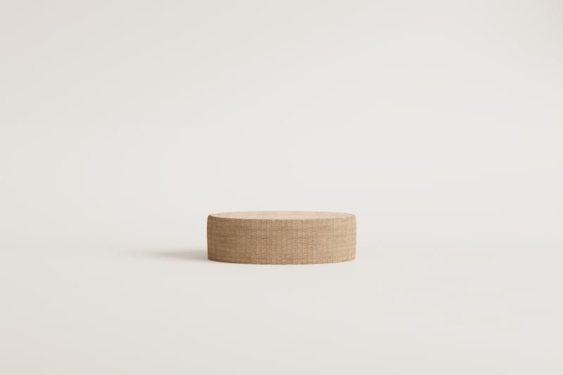 Mesa de centro para jardín ovalada 105x60 cm en madera de acacia y ratán Clarnyx