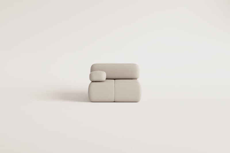 Módulo esquinero izquierdo para sofá modular en bouclé envasado al vacío Kendall 