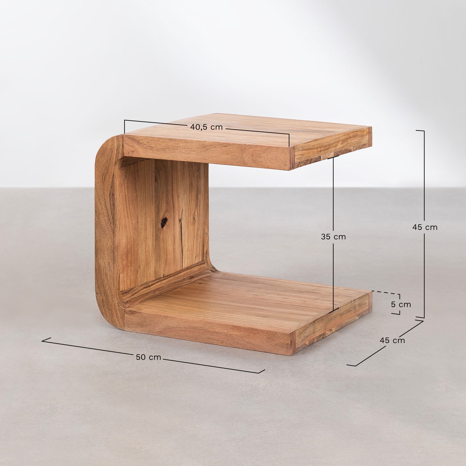 Mesita de noche 40x45 cm en madera de acacia Vacry   , medidas