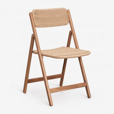 Pack De 2 Sillas De Comedor Plegables En Madera De Acacia Zayma Marrón Ratán - Sklum