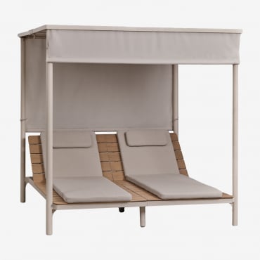 Cama Balinesa Reclinable En Madera De Acacia Y Acero Sirka Marrón Moka - Sklum