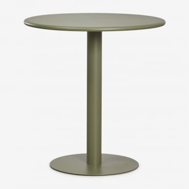 Mesa De Cocina Redonda Ø70 Cm En Hierro Mizzi Verde Oliva Intenso - Sklum