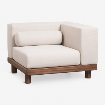 Módulo Esquinero Para Sofá Modular De Jardín En Acacia Edrien Marrón Acacia - Sklum