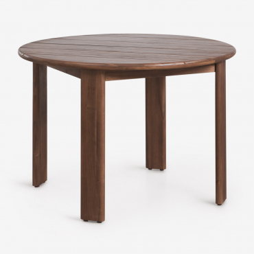 Mesa De Comedor Redonda Ø110 Cm En Madera De Acacia Uleno Marrón Acacia Oscuro - Sklum