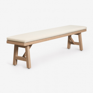 Banco De Jardín 190 Cm En Madera De Acacia Dubai Marrón Acacia Rústico & Tela Blanco Gardenia - Sklum