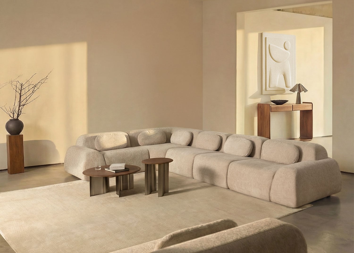 Sofá modular rinconera de chenilla Merida beige