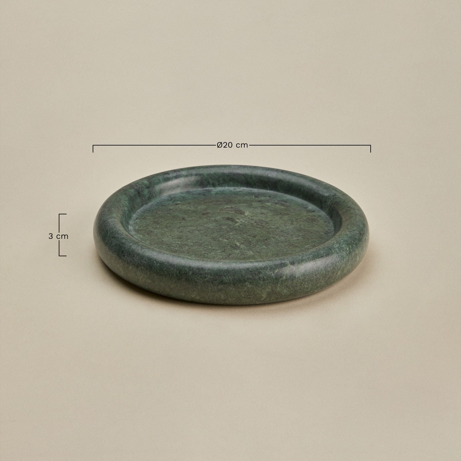 Bandeja decorativa redonda Ø20 cm en mármol Velmar, medidas
