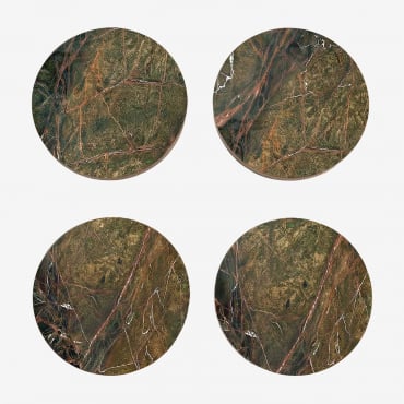 Pack De 4 Posavasos Redondos Ø10 Cm En Mármol Valtris Mármol Verde Forest - Sklum