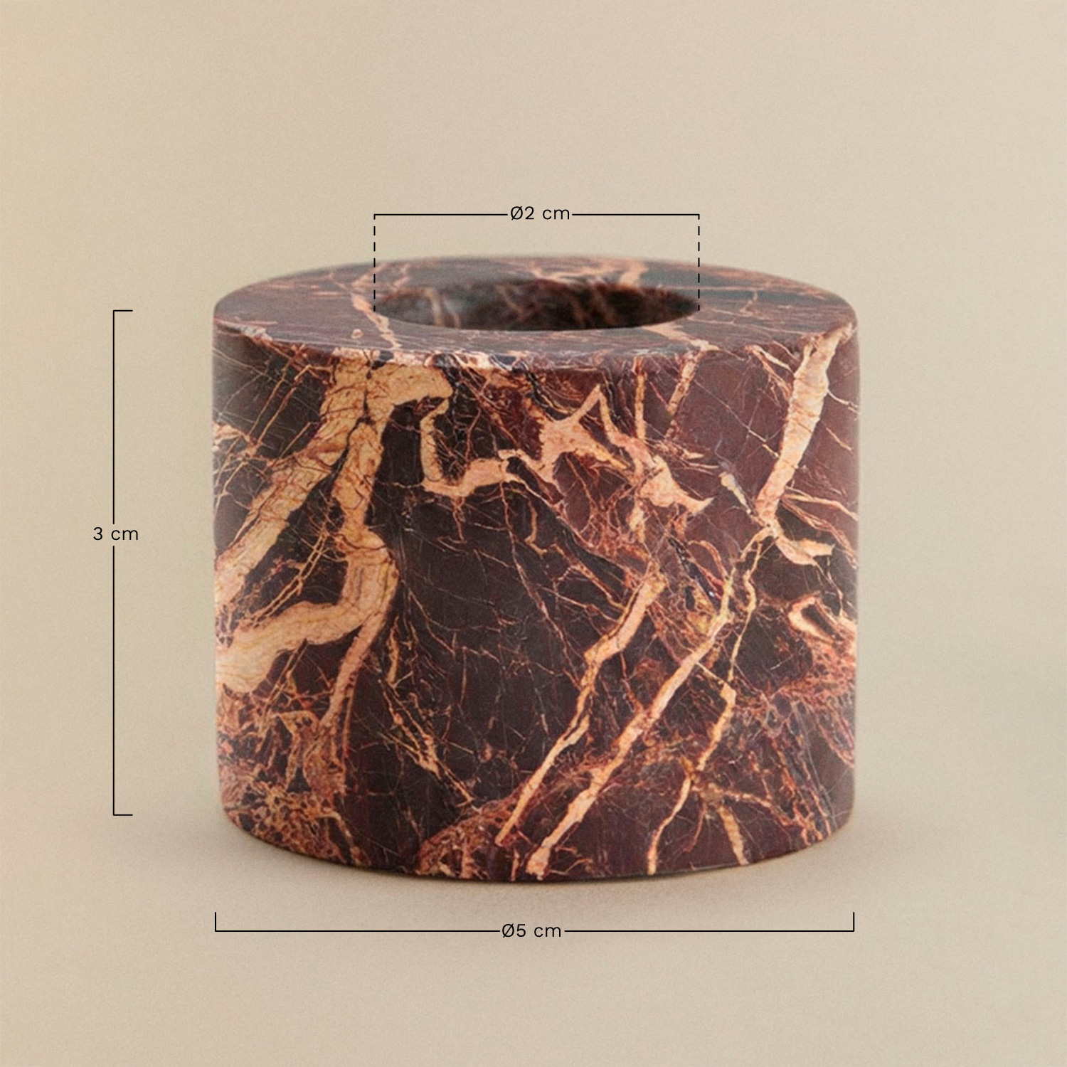 Pack de 2 candelabros en piedra natural Seravento, medidas