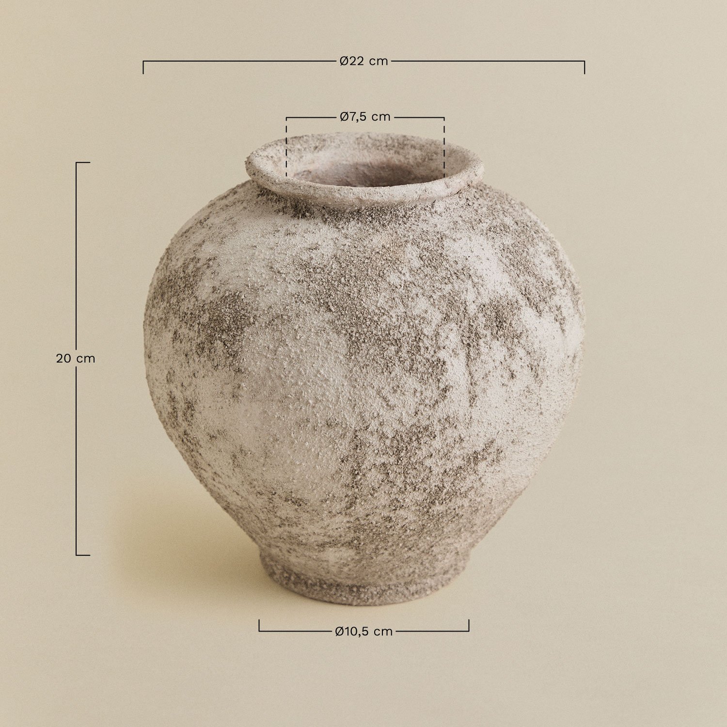 Jarrón decorativo ↑20 cm en cerámica Filis, medidas
