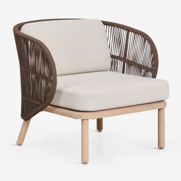 Sillón En Madera De Acacia Y Cuerda Trenzada Capri Marrón Chocolate - Sklum