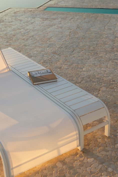 Mesa auxiliar para tumbona en acero Marietta - Blanco Gardenia