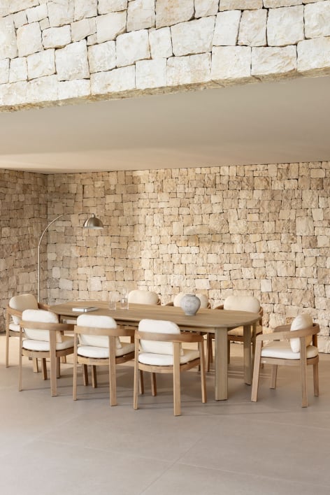 Mesa de jardín ovalada 240x100 cm en madera de acacia Uleno - Marrón Acacia Claro